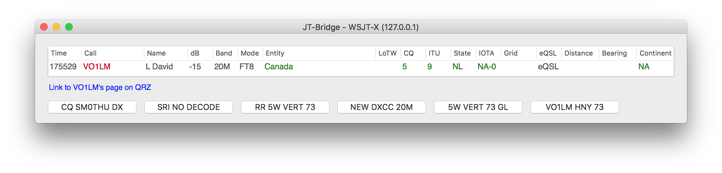 WSJT-X activity window